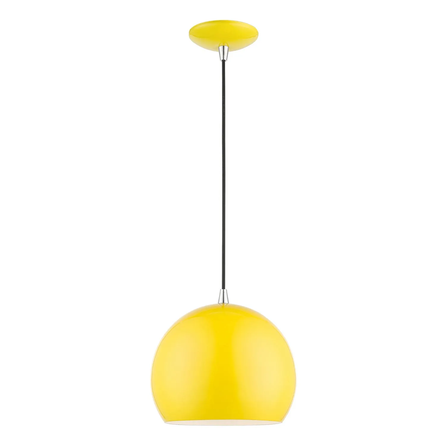 Piedmont 1-Light Pendant in Shiny Yellow with Polished Chrome