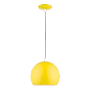 Piedmont 1-Light Pendant in Shiny Yellow with Polished Chrome