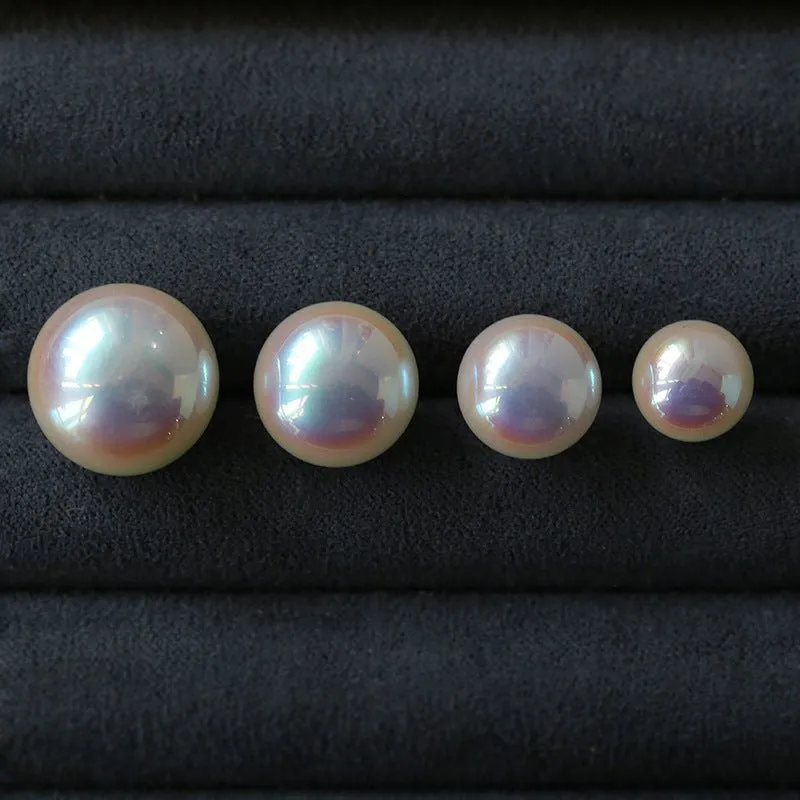 Pink Flat Round Steamed Bun Pearl Earrings