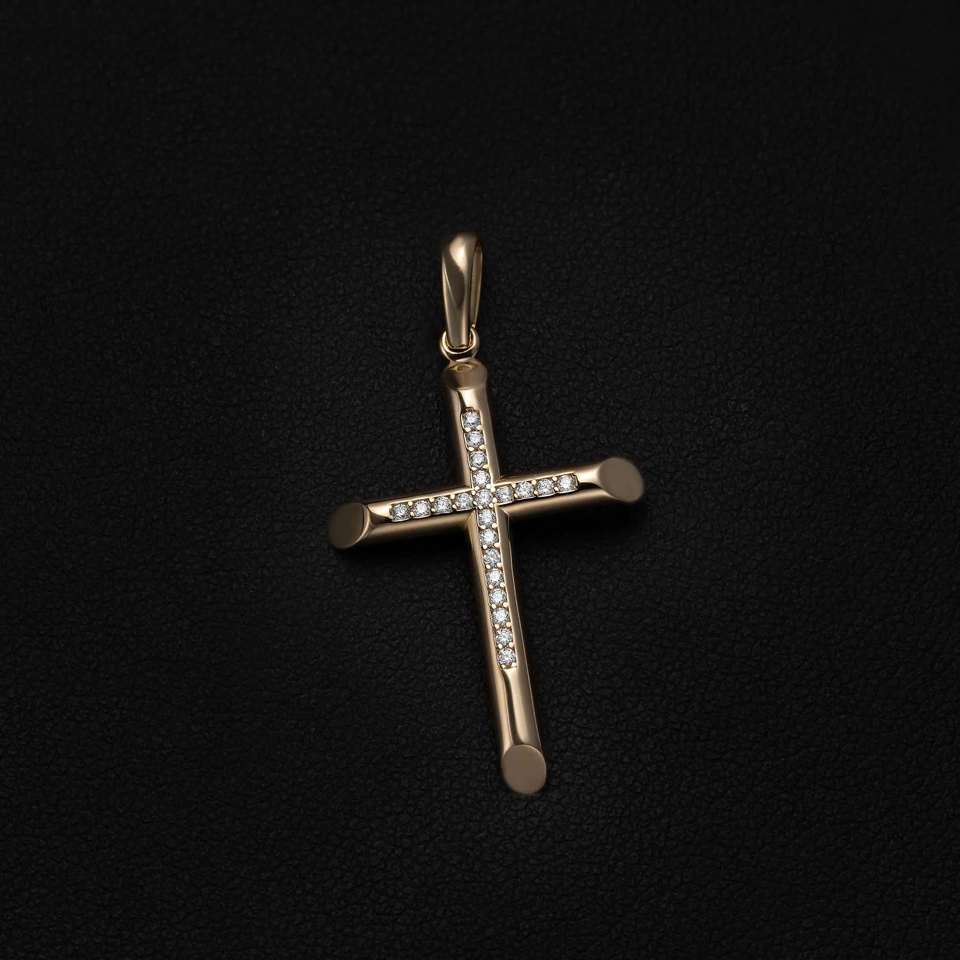 Polished CZ Cross Pendant Solid 14K Yellow Gold