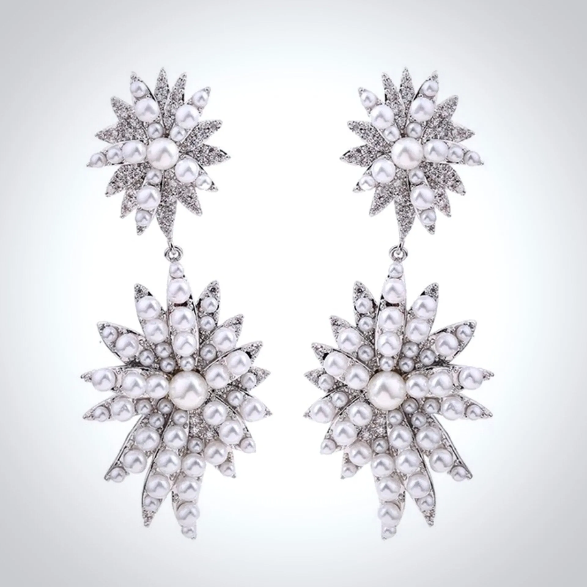 "Jasmine" - Pearl Starburst Bridal Earrings - Available in Gold and Silver