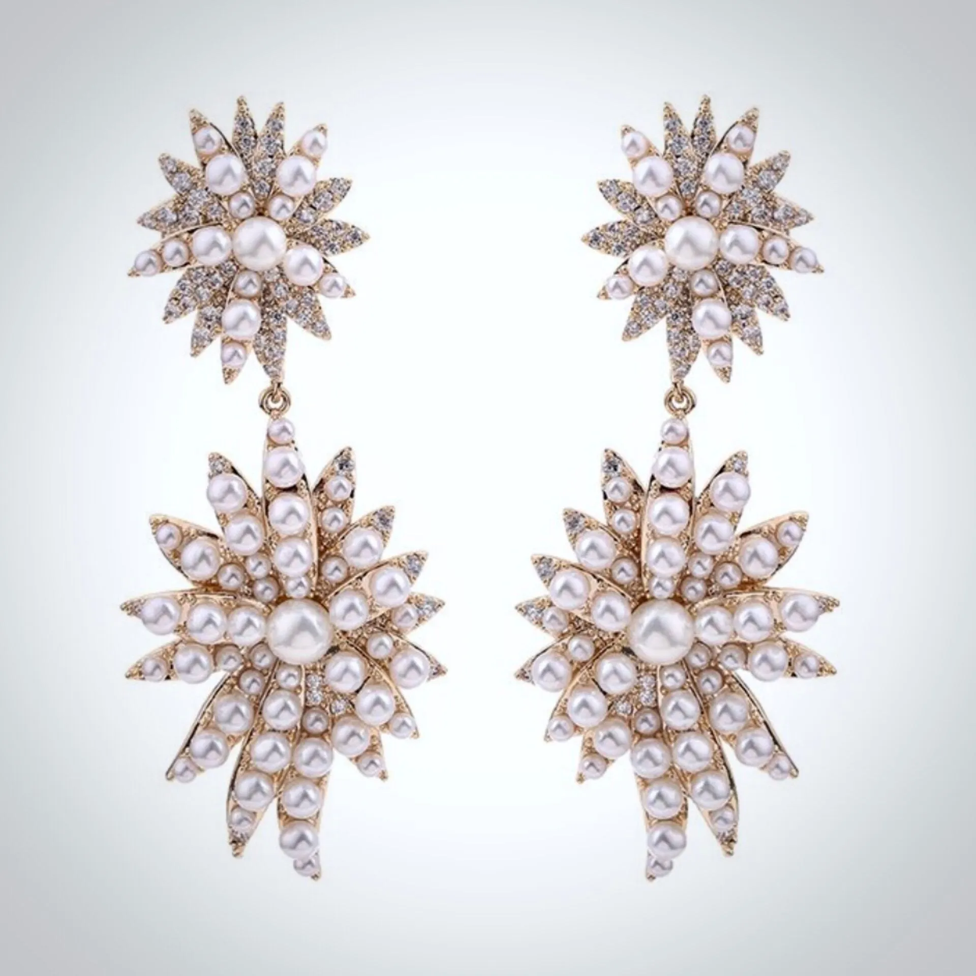 "Jasmine" - Pearl Starburst Bridal Earrings - Available in Gold and Silver