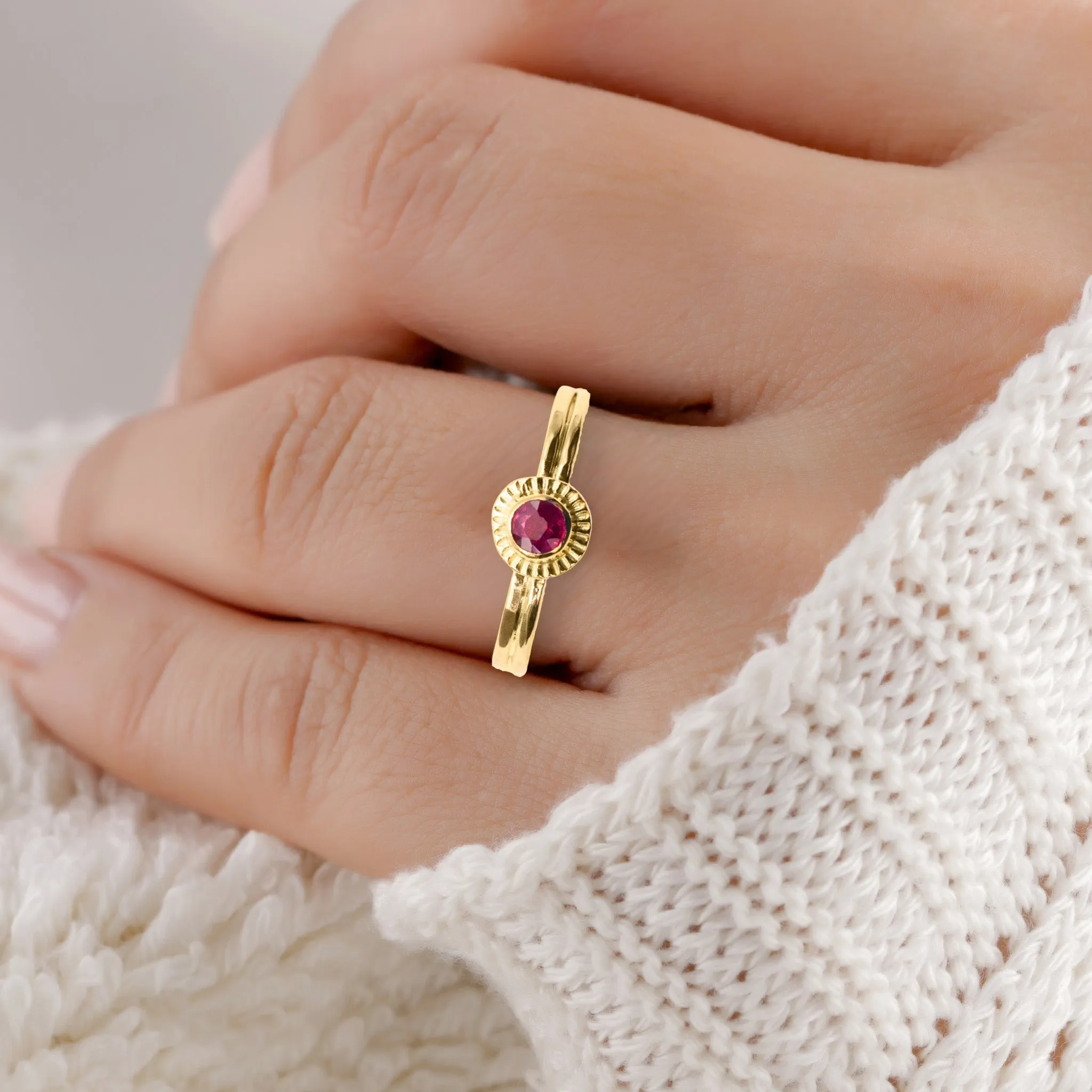 Radiant Ruby Circle Ring