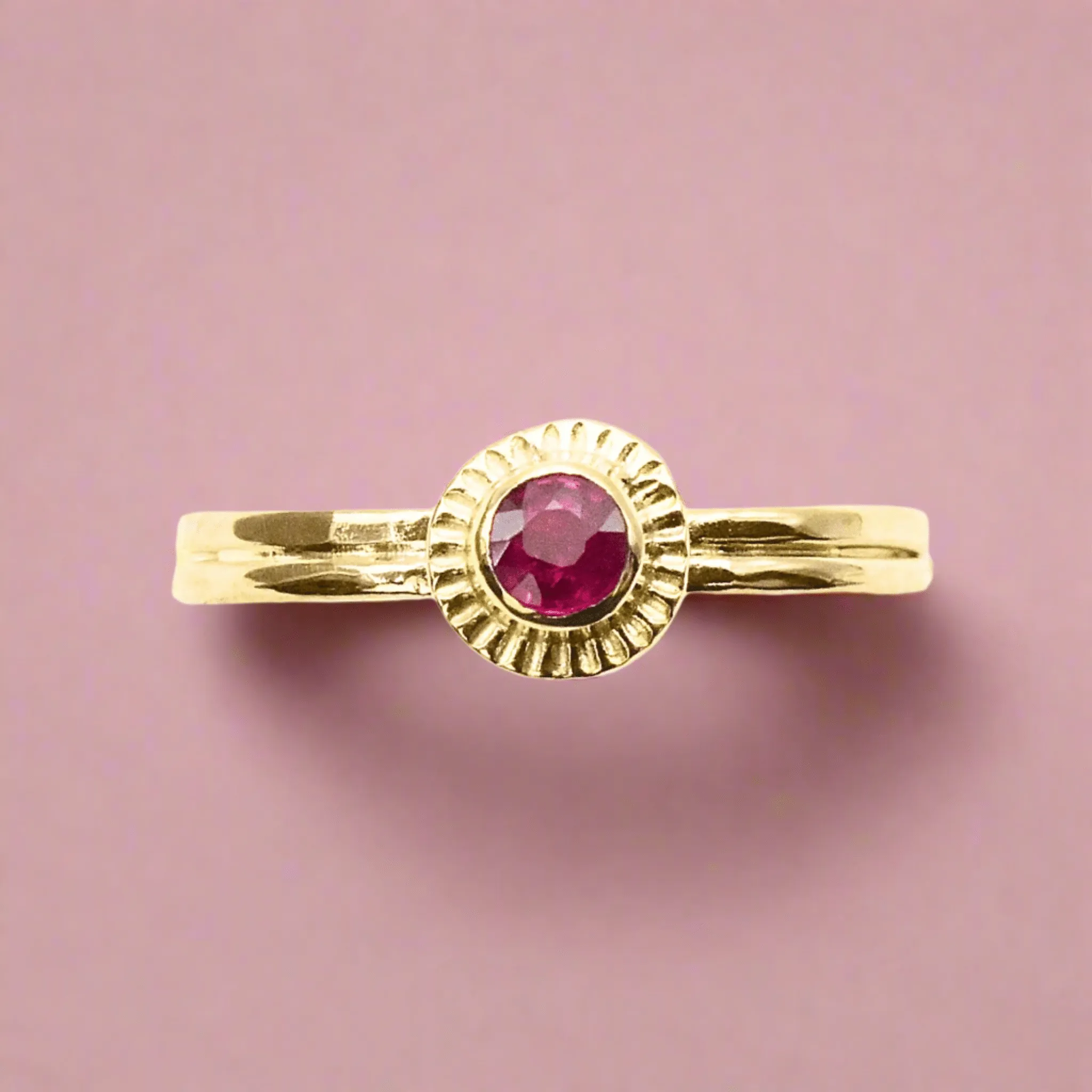 Radiant Ruby Circle Ring