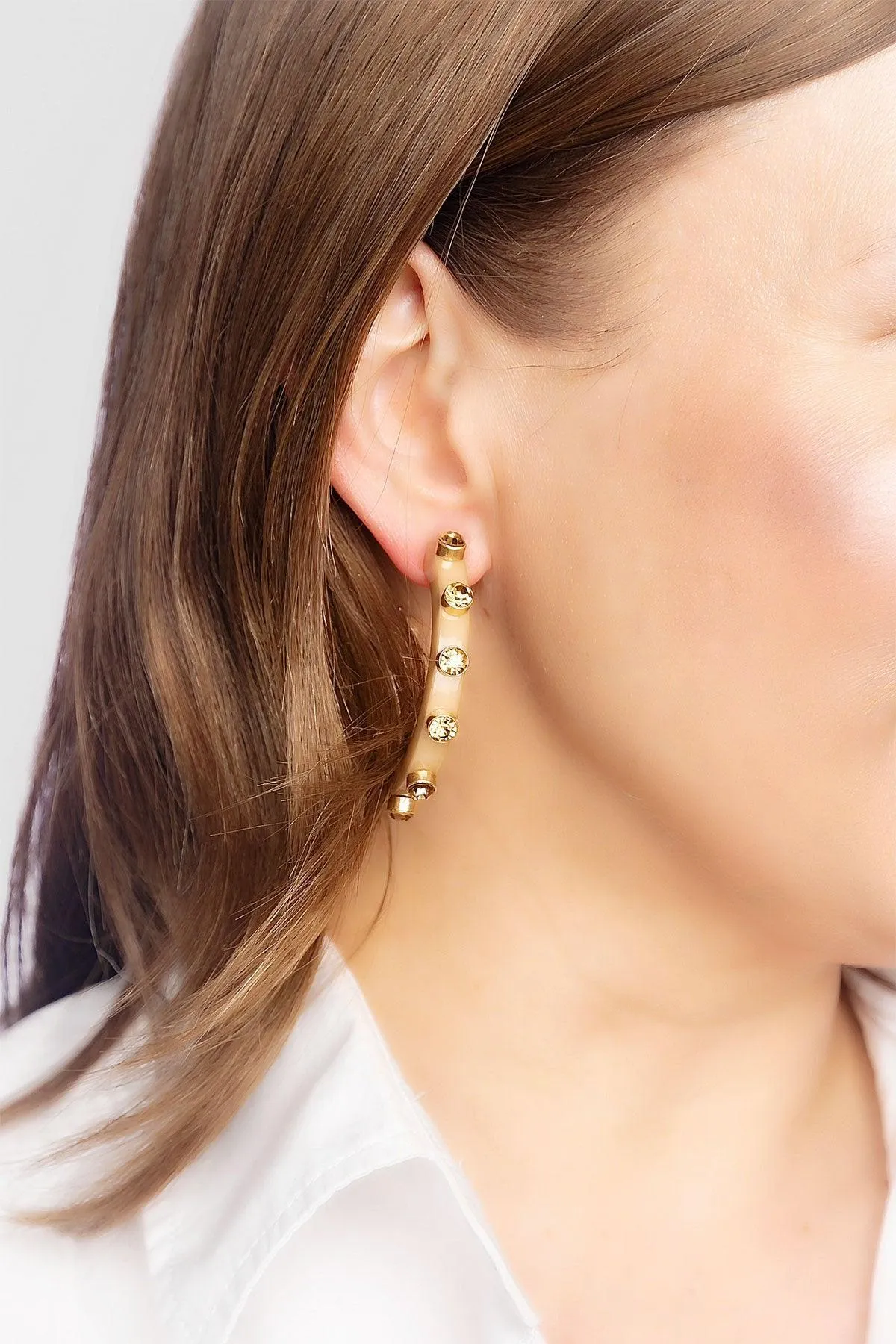 Renee Resin & Rhinestone Hoop Earrings