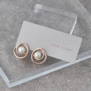 Rose Silver Pearlized Swirl Earrings