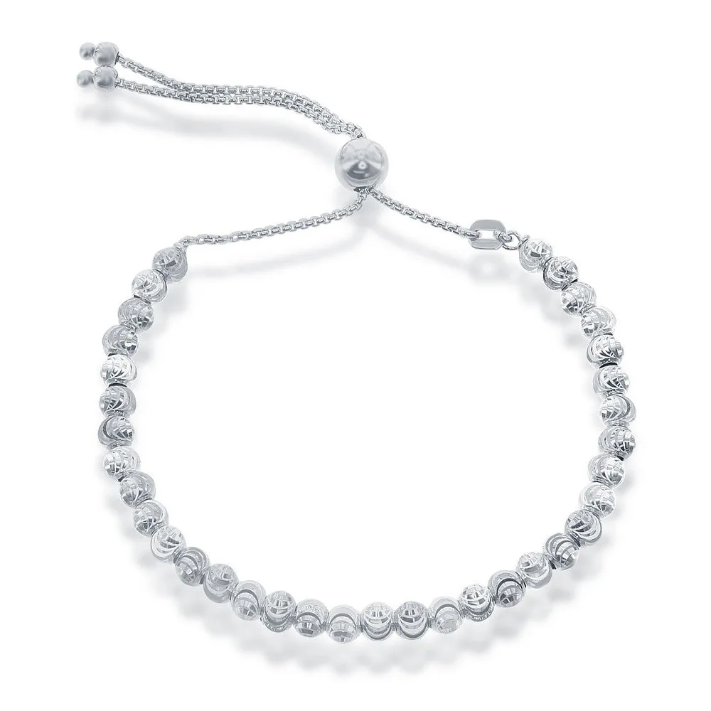 Round Diamond-Cut Moon Bead Bolo Bracelet