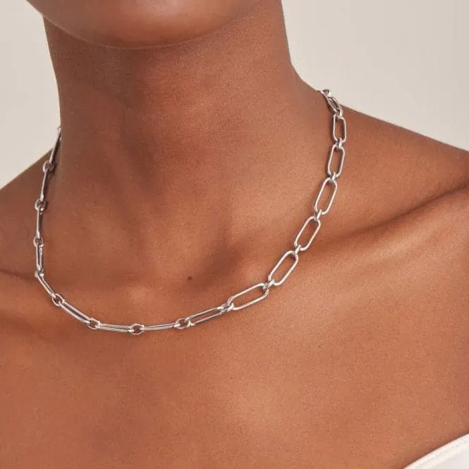 Silver Cable Connect Chunky Chain Necklace N046-02H