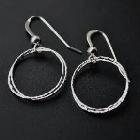 Silver Circle Diamond Cut Earrings