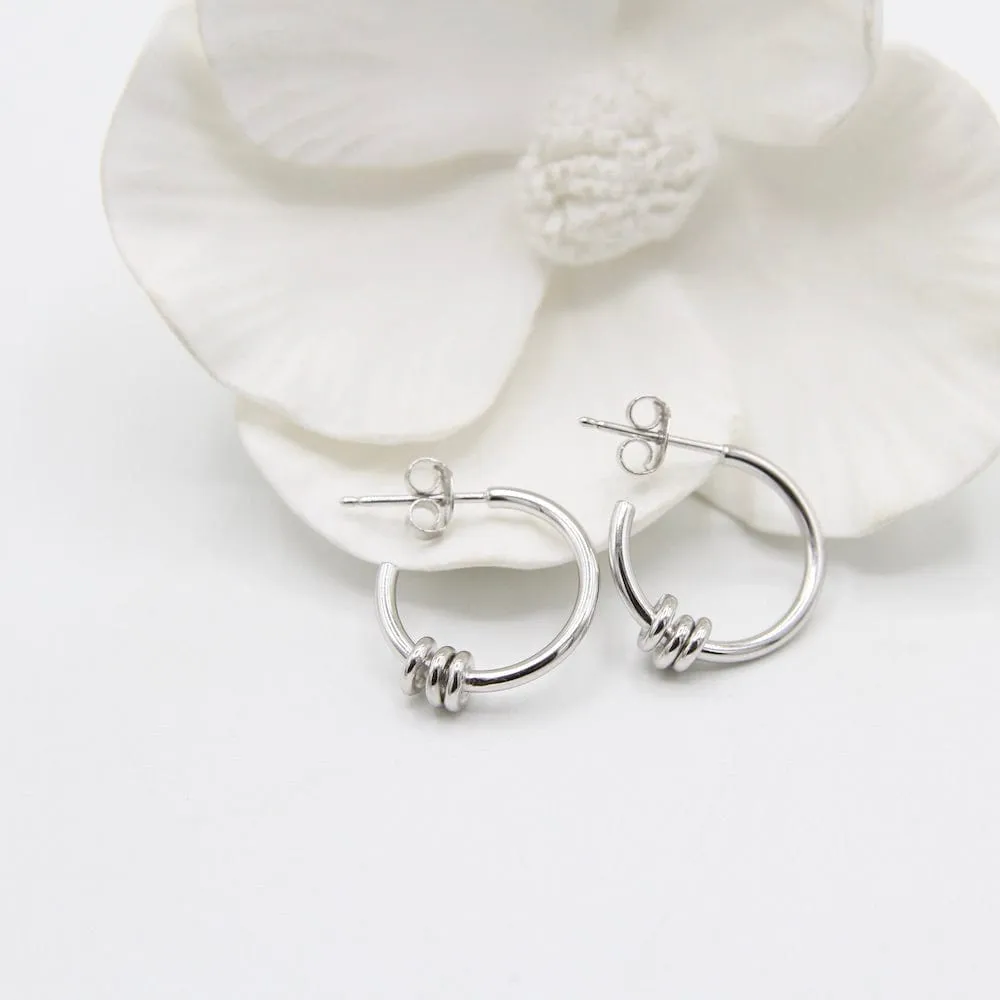 Silver Modern Hoop Earrings