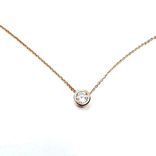 Simple Rose Gold-color Zircon Short Necklace Women Necklaces & Pendants Fashion Jewelry Wholesale Cute Gift