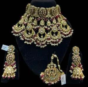 Sophisticated Maroon and Gold Alloy Jewelry Ensemble