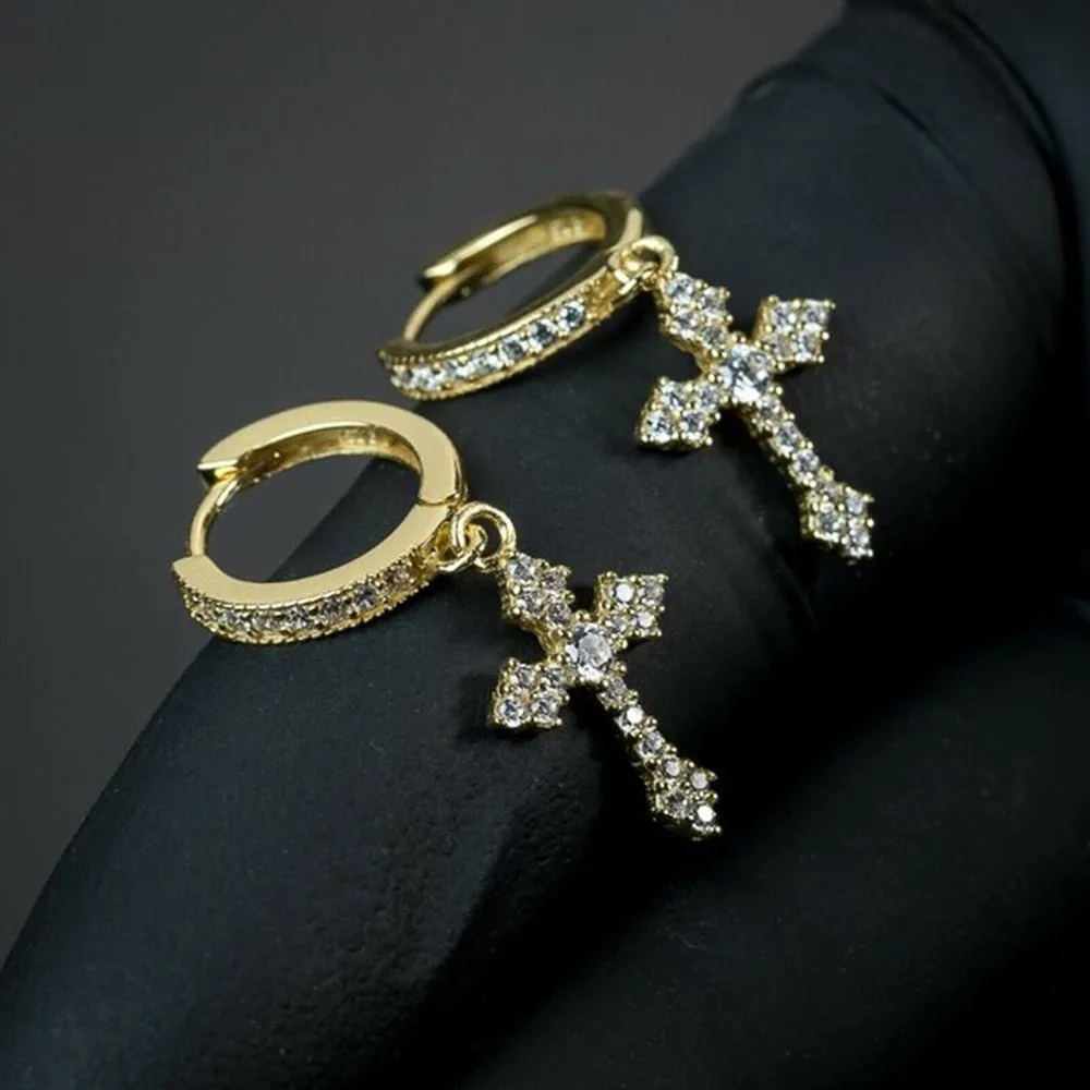 Statement Jewelry Knot Cross Drop Earrings for Women in Gold Color and Silver Color