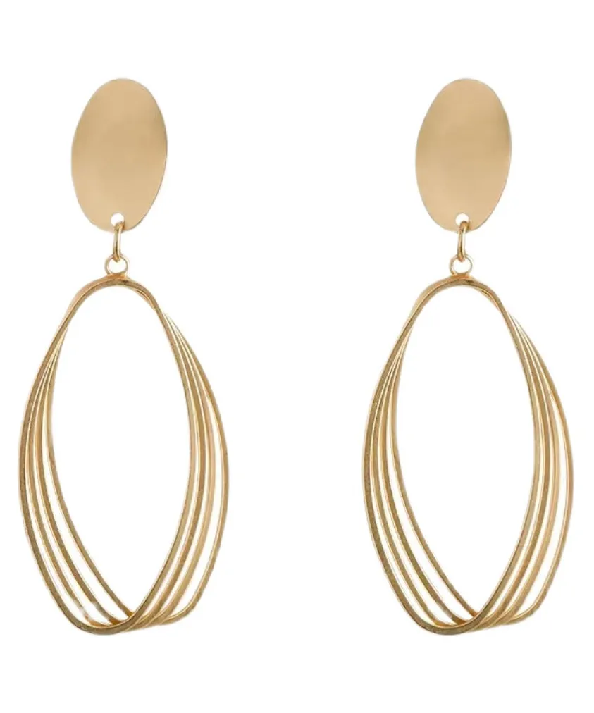 Style Gold Sterling Silver Overgild Oval Drop Earrings GH1063