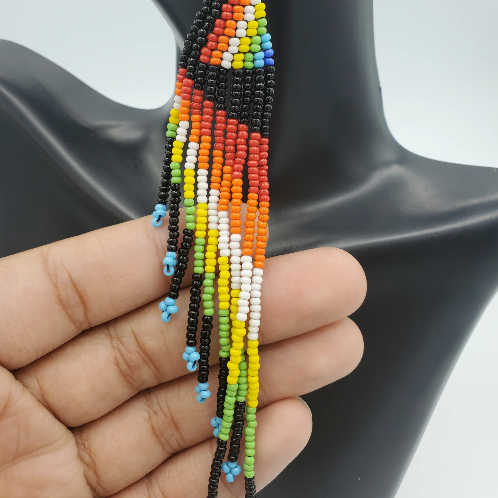 SUNSET Blue Asymmetrical Beaded Earrings