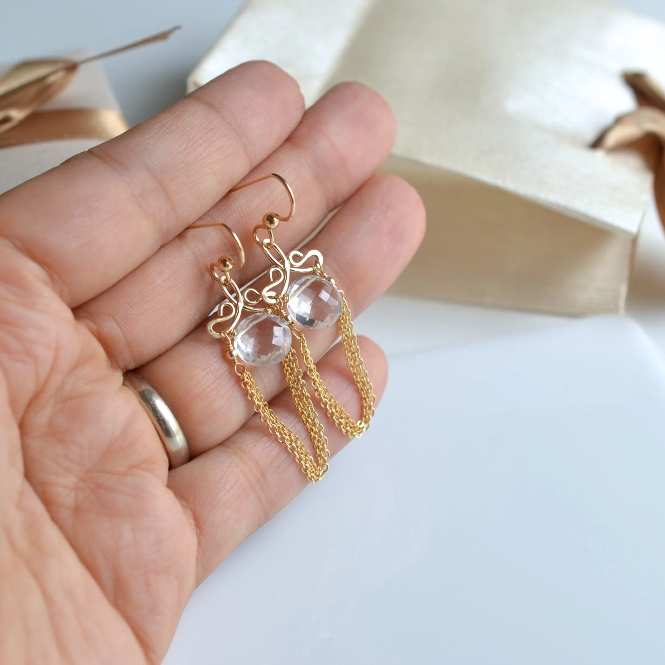 Talia - Crystal Quartz 14k Gold Filled Earrings