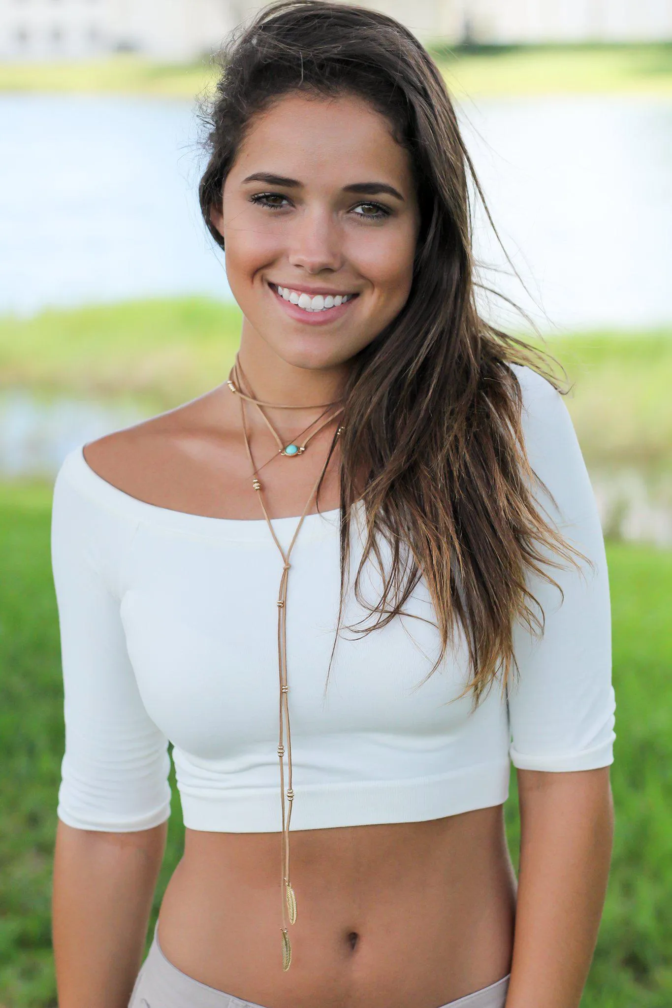 Tan Suede Choker with Turquoise Stone