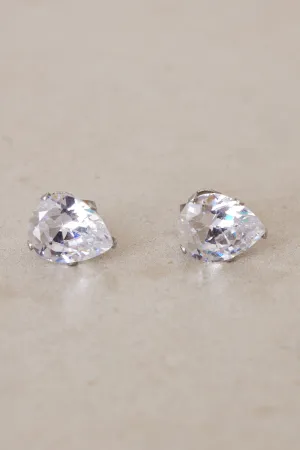 Teardrop Stud Earrings - Crystal Clear