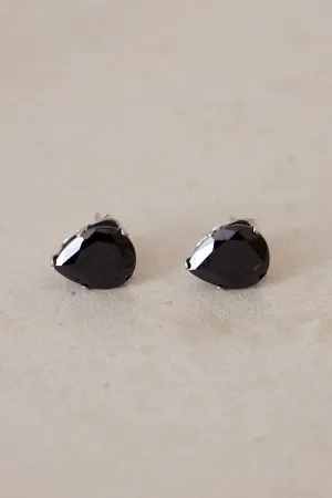 Teardrop Stud Earrings - Onyx Black