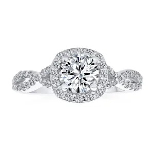 Timeless 1.5CTW Halo Round Cut Solitaire CZ Infinity Engagement Ring Silver Band