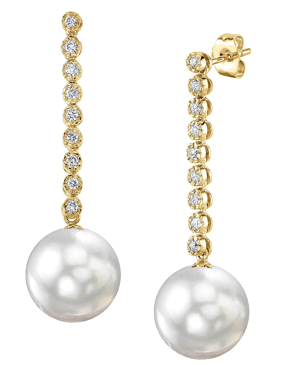 White South Sea Pearl & Diamond Bellatrix Dangle Earrings