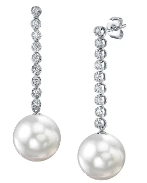 White South Sea Pearl & Diamond Bellatrix Dangle Earrings