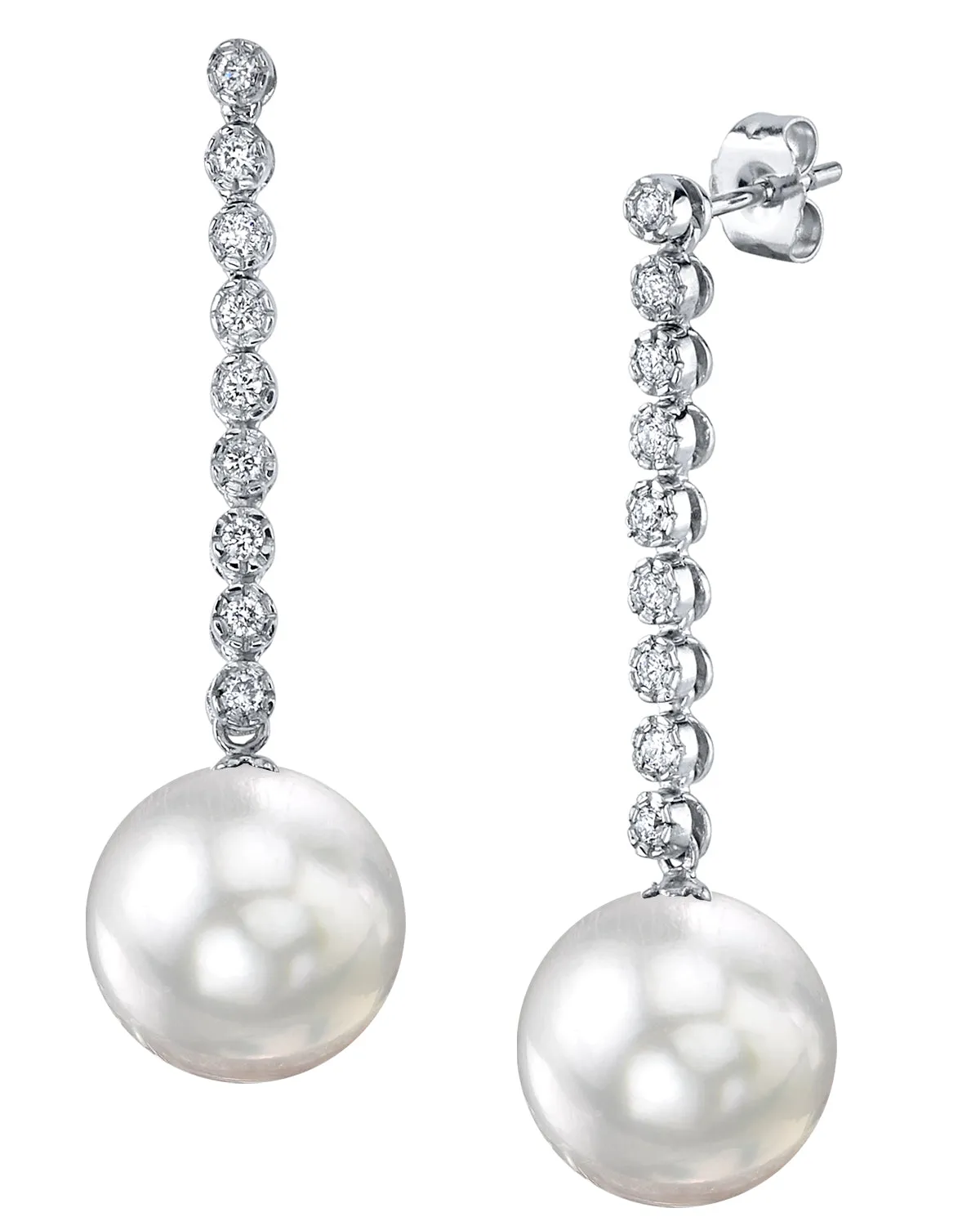 White South Sea Pearl & Diamond Bellatrix Dangle Earrings