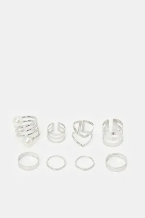 Women Silver Rings (8Piece)