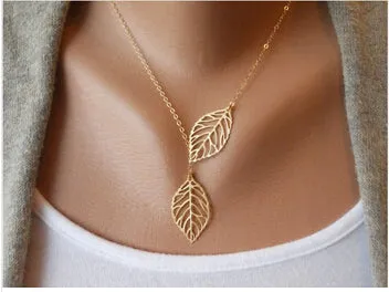 Women Vintage Big Leaf Pendant Necklace