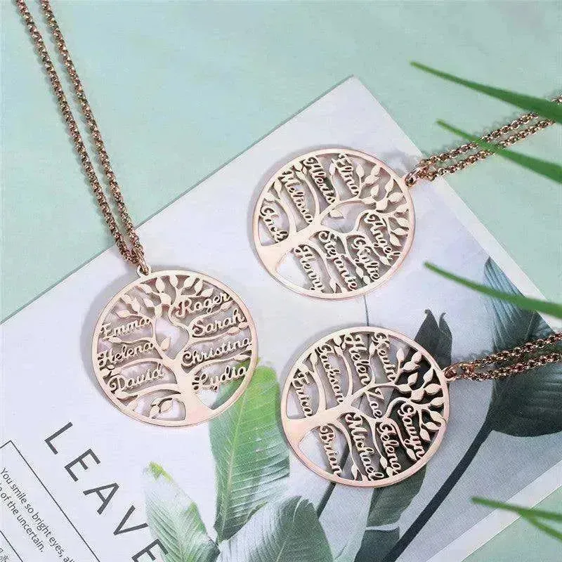 Women's Sliver Tree Of Life Stainless Steel Customized Necklace