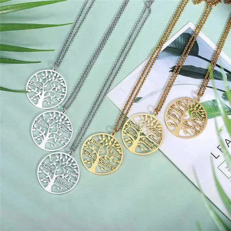 Women's Sliver Tree Of Life Stainless Steel Customized Necklace