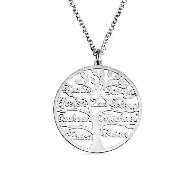 Women's Sliver Tree Of Life Stainless Steel Customized Necklace