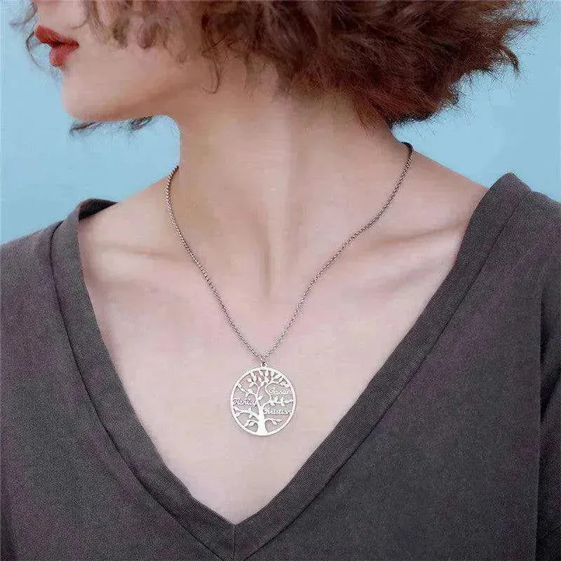 Women's Sliver Tree Of Life Stainless Steel Customized Necklace