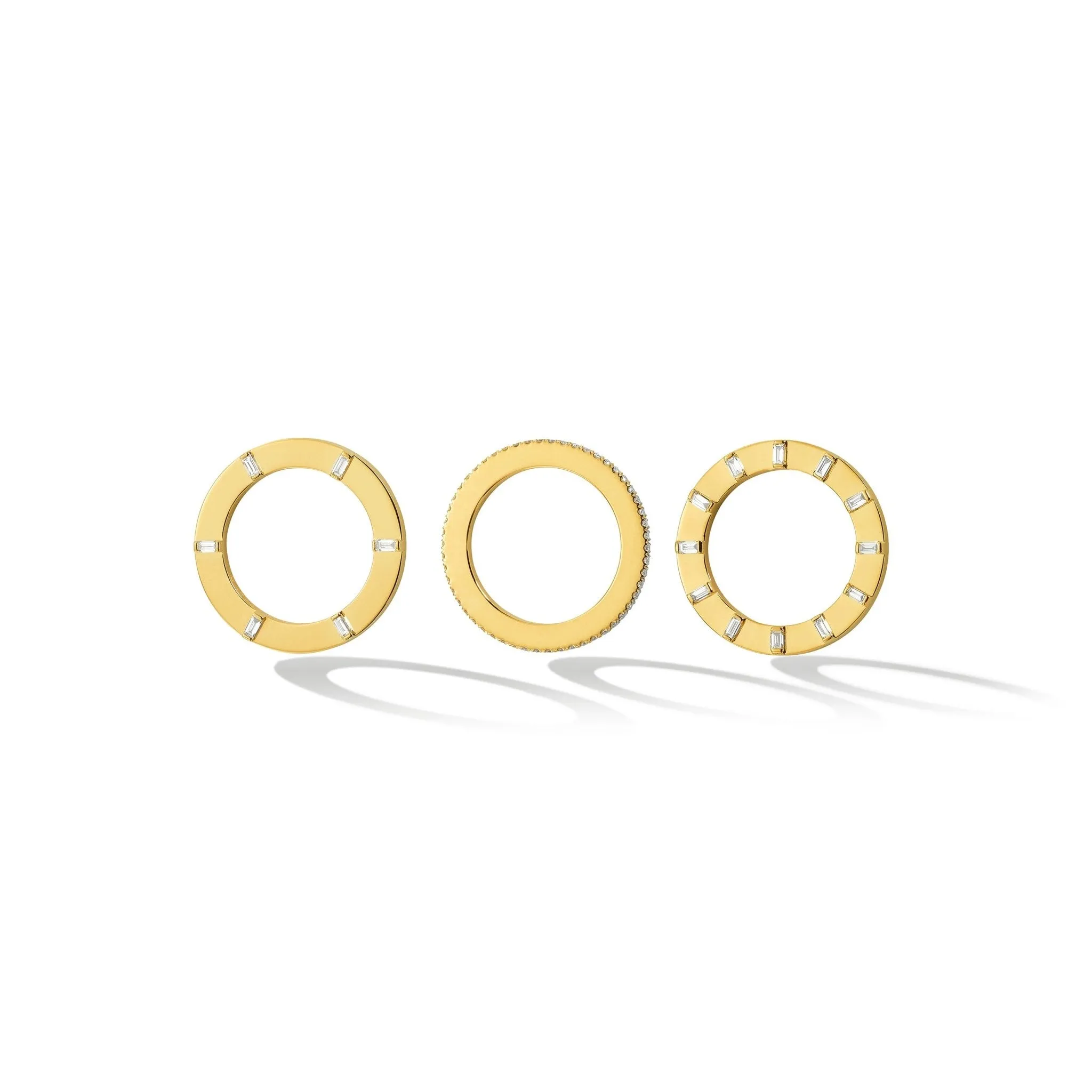 Yellow Gold Solo Stackable Ring with White Diamonds