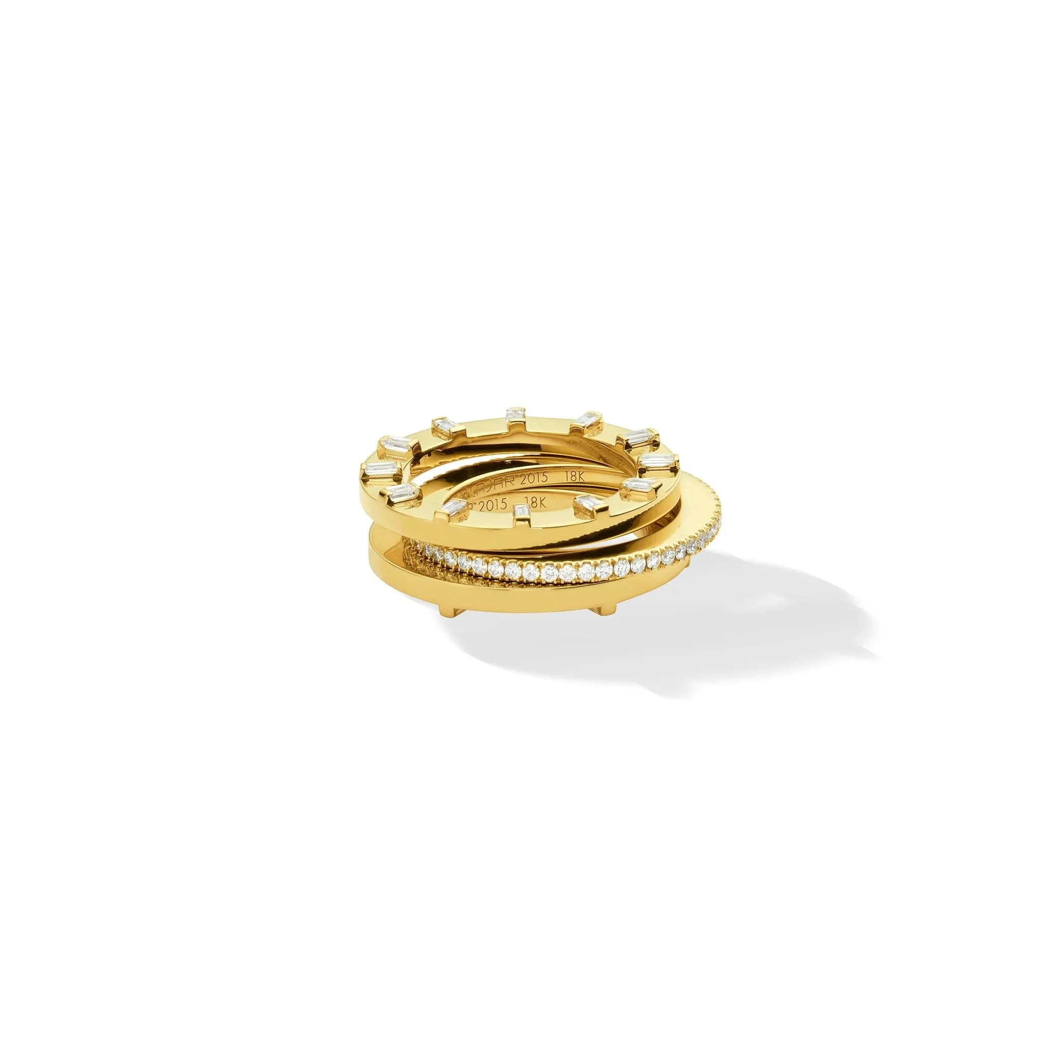 Yellow Gold Solo Stackable Ring with White Diamonds