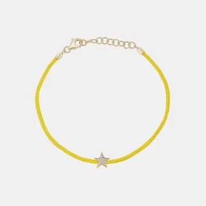 Yellow String with Diamond Star Bracelet